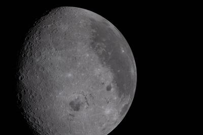 Moon near side half-lit, departing